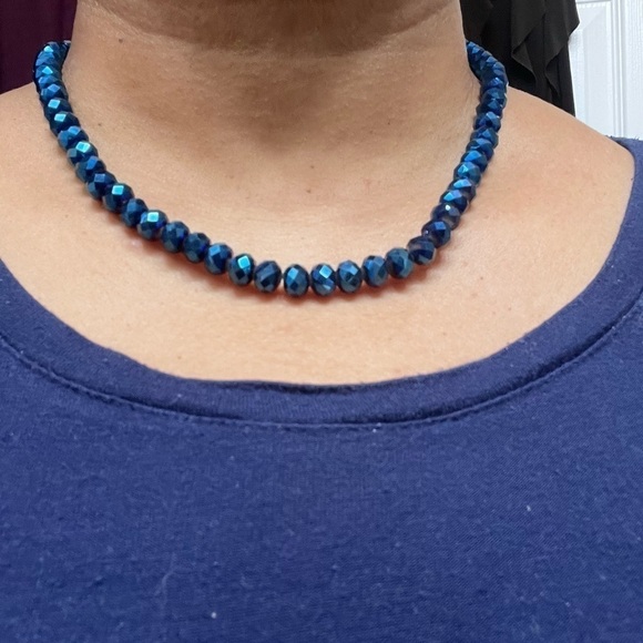 Faceted Rondelles Bead Necklace with Earrings Set - Picture 3 of 8